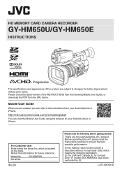 JVC GY-HM650U 3.0 Instruction Manual