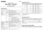 Yamaha MG20XU Technical Specifications