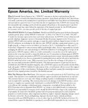 Epson 2200 Warranty Statement