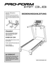 ProForm 3.8 Treadmill German Manual