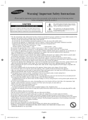 Samsung LN52B540P8F Safety Guide (ENGLISH)