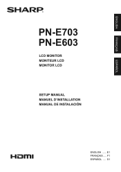 Sharp PN-E603 PN-E603 | PN-E703 Quick Start Guide