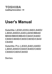 Toshiba Satellite Pro C840 PSCB3C Users Manual Canada; English