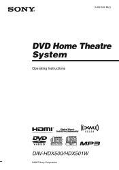 Sony DAV-HDX500/I Operating Instructions