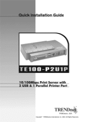 TRENDnet TE100-P2U1P Quick Installation Guide