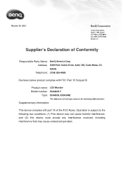 BenQ EX3410R FCC SDoC Supplier s Declaration of Conformity-T