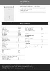 Frigidaire FGAC5045W1 Product Specifications Sheet
