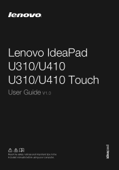 Lenovo U410 Touch Laptop User Guide