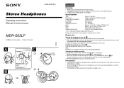 Sony MDR-G55LP Operating Instructions