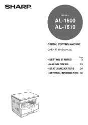 Sharp AL-1610 AL-1600 | AL-1610 Operation Manual