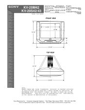 Sony KV-20S42 Dimensions Diagrams (top & front view)