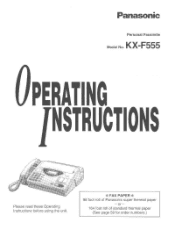 Panasonic KXF555 KXF555 User Guide