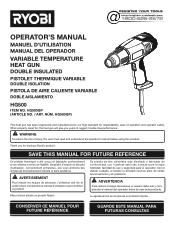 Ryobi HG500 Operation Manual
