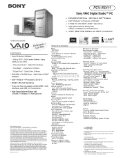 Sony PCV-RS411 Marketing Specifications