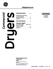 GE DCCB330GJWC Use and Care Manual