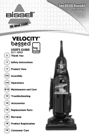 Bissell Velocity® Bagged Vacuum 6221 User Guide