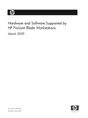HP Xw460c Hardware and Software Supported by HP ProLiant Blade Workstations - March 2009