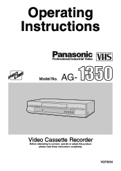 Panasonic AG1350 AG1350 User Guide