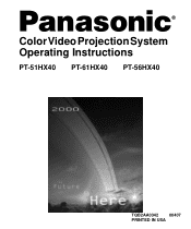 Panasonic PT-51HX40 PT51HX40B User Guide