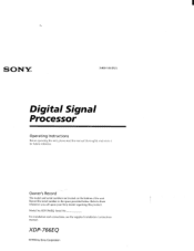Sony XDP-766EQ Users Guide