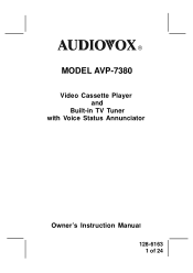 Audiovox AVP7380 Owners Manual
