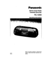 Panasonic RC-X260 Operating Instructions