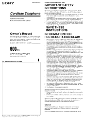 Sony SPP-N1000 Operating Instructions