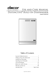 Dacor DDW24 Use and Care Manual Distinctive Built-In Dishwasher