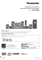 Panasonic SCPT480 SAPT480 User Guide