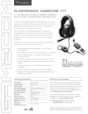 Plantronics GameCom 777 Product Sheet