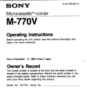 Sony M-770V Users Guide