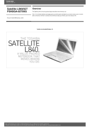 Toshiba Satellite L840 PSK8GA Detailed Specs for Satellite L840 PSK8GA-02700G AU/NZ; English