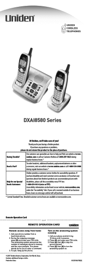 Uniden DXAI8580-2 English Owners Manual