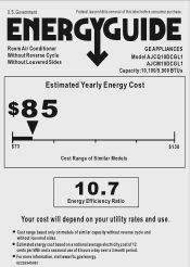 GE AJCQ10DCG Energy Guide