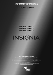 Insignia NS-46L240A13 Important Information (English)
