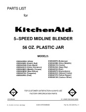 KitchenAid KSB560AQ Parts List