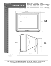 Sony KV-32V36 Dimensions Diagrams