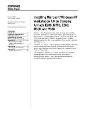 Compaq E700 Installing Microsoft Windows NT Workstation 4.0 on Compaq Armada E700, M700, E500, M300, and V300