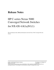 HP Cisco MDS 9216A HP C-series Nexus 5000 Converged Network Switches for NX-OS 4.0(1a)N1(1) Release Notes (AA-RWQ2A-TE, June 2009)