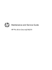 HP Pavilion All-in-One MS210 Maintenance and Service Guide: HP Pro All-in-One ms218/219