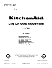 KitchenAid KFP750BW Parts List