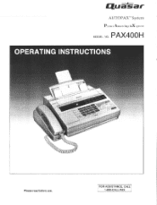 Panasonic PAX400H PAX400H User Guide