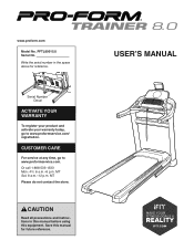 ProForm Trainer 8.0 Treadmill English Manual
