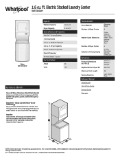 Whirlpool WET4124H Specification Sheet