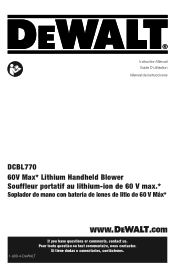 Dewalt DCBL770X1 Instruction Manual