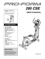ProForm 295 Cse Instruction Manual
