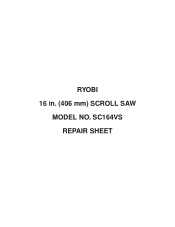 Ryobi SC164VS Repair Sheet