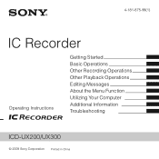 Sony ICD-UX300 Operating Instructions