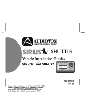Audiovox SIRCK2 Installation Guide