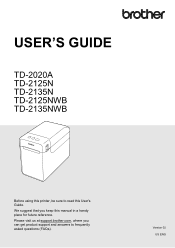 Brother International TD-2135N Users Guide TD-2020A/2125NWB/2135NWB